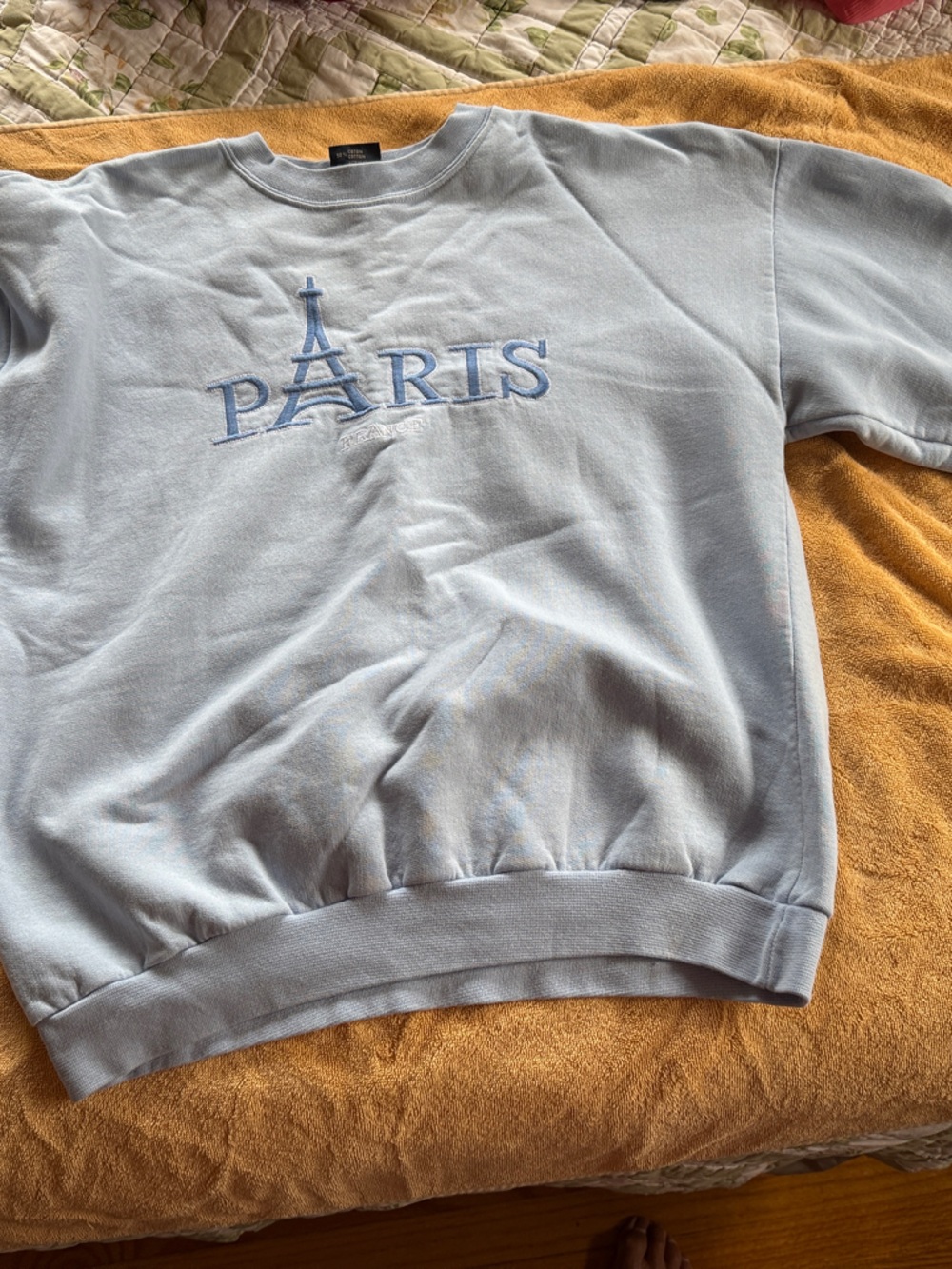 Paris Embroidered Light Blue Crewneck Sweatshirt
